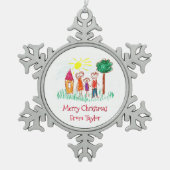 Het kunstwerk van je kind met kerst tin sneeuwvlok ornament (Voorkant)