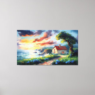 Het kusthuisje canvas afdruk