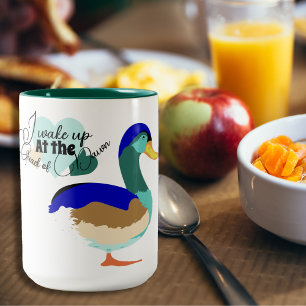 Het kwaken van de dageraad: mooie wilde eend tweekleurige koffiemok