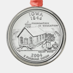 Het Kwart van de Staat van Iowa Metalen Ornament