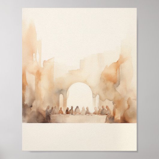 Het Laatste Avondmaal - Digitale Waterverf Christe Poster (Voorkant)