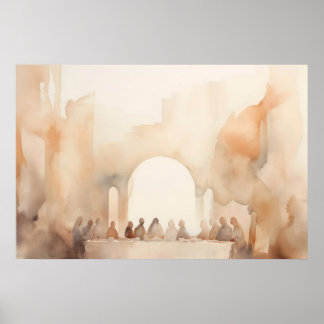 Het Laatste Avondmaal Minimalistische Watercolor B Poster
