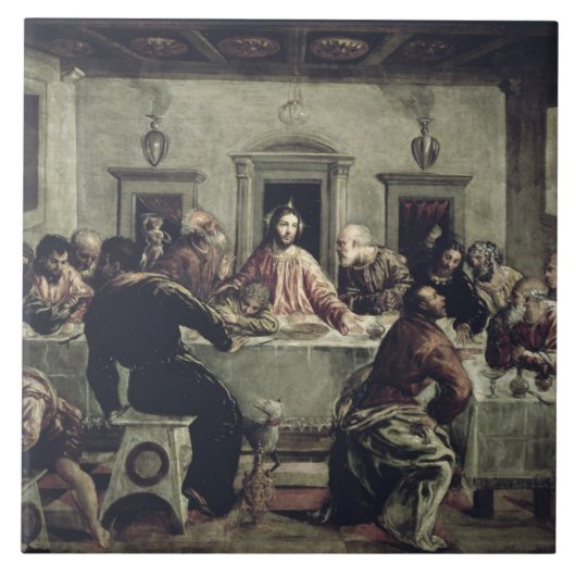 Het laatste Supper (olie op canvas) 2 Tegeltje (Voorkant)