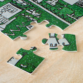 het lab van de schattige groene witte inkt kleurwe legpuzzel (Zijkant)