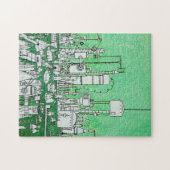 het lab van de schattige groene witte inkt kleurwe legpuzzel (Horizontaal)