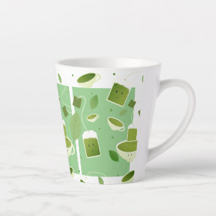 Het lachen Cartoon Groene Tea Teacup Bag Leaf Patt Latte Mok