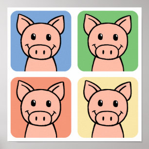 Het Lachen Piggie Piggy van de Kunst van de Klem Poster