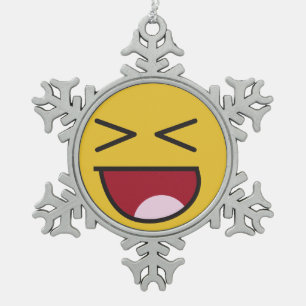 het lachen uit luide emoji tin sneeuwvlok ornament