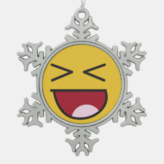 het lachen uit luide emoji tin sneeuwvlok ornament