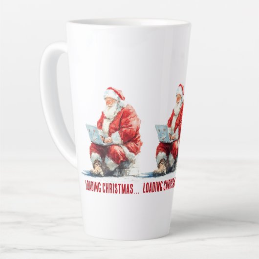 Het laden van Kerstmis Funny Santa Design Latte Mok (Linkerhoek)