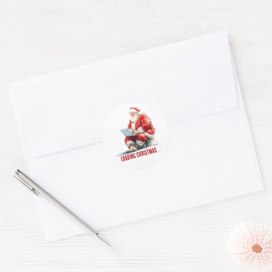 Het laden van Kerstmis Funny Santa Design Ronde Sticker (Envelop)