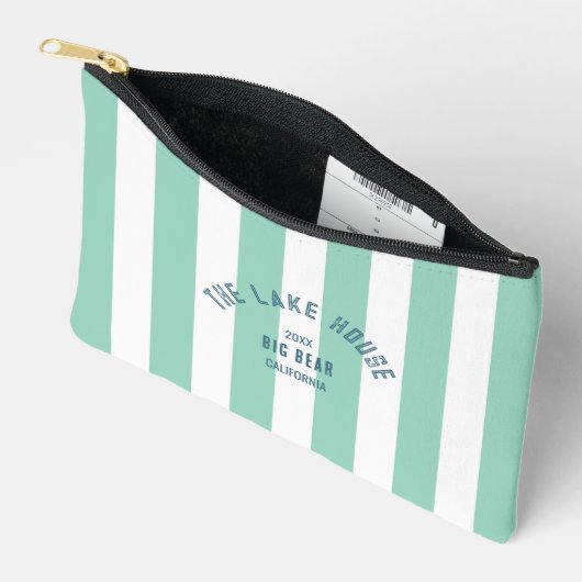 Het Lake House Blue Crest Green Nautical Stripe Etui (Open)