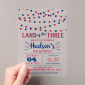 Het land van de drie! 4 juli 3 jarig feest acryl uitnodigingen (Insitu (Draagbaar))