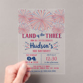 Het land van de drie! 4 juli 3 jarig feest acryl uitnodigingen (Insitu (Draagbaar))