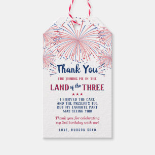 Het land van de drie! 4 juli 3 jarig feest cadeaulabel