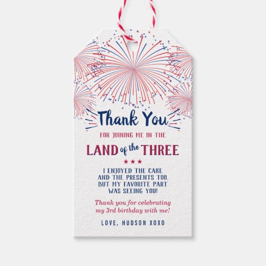 Het land van de drie! 4 juli 3 jarig feest cadeaulabel (Voorkant)