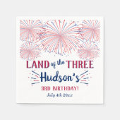 Het land van de drie! 4 juli 3 jarig feest servet (Voorkant)