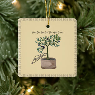 Het land van de olijfbomen keramisch ornament