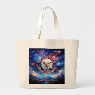 Het Land Van De Vrije Thuis Bruine Adelaar Vuurwer Grote Tote Bag