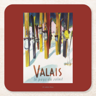 Het land van de zon - de huid staat in sneeuw vierkante kartonnen onderzetter