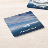 Het landschap Antarctica drijvende ijsfoto met tek Vierkante Kartonnen Onderzetter (Schuin)