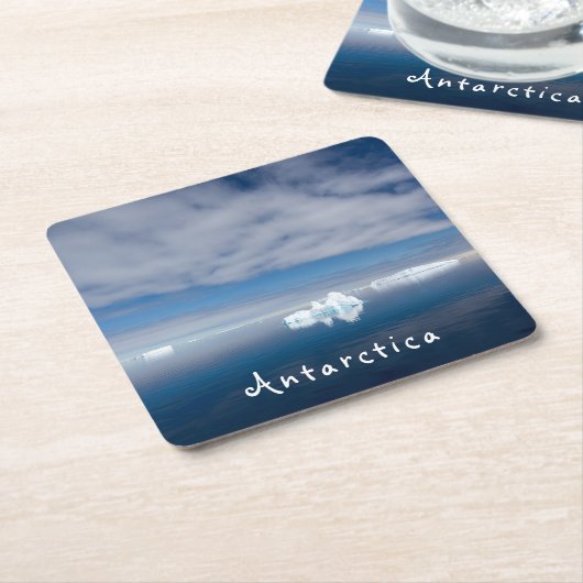 Het landschap Antarctica drijvende ijsfoto met tek Vierkante Kartonnen Onderzetter (Schuin)