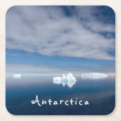Het landschap Antarctica drijvende ijsfoto met tek Vierkante Kartonnen Onderzetter (Voorkant)