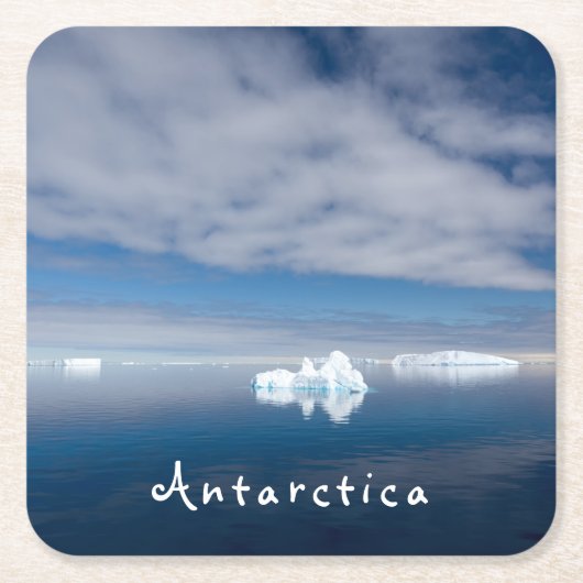 Het landschap Antarctica drijvende ijsfoto met tek Vierkante Kartonnen Onderzetter (Voorkant)