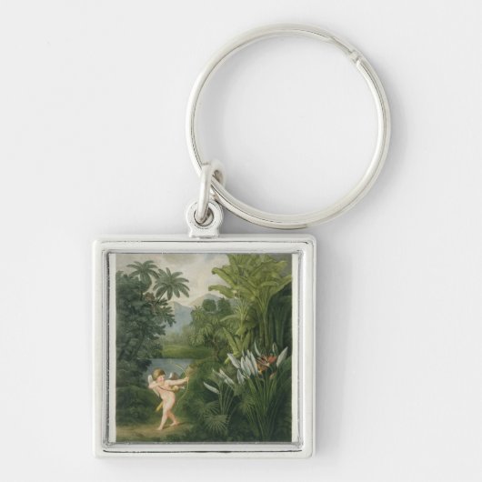 Het landschap met Cupid richtend een pijl op een P Sleutelhanger (Voorkant)