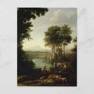 Het landschap met de vinding van Mozes Briefkaart