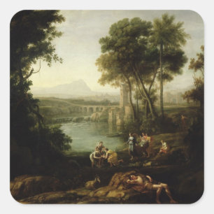 Het landschap met de vinding van Mozes Vierkante Sticker