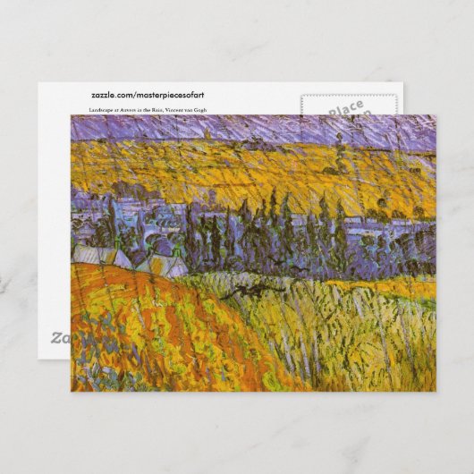 Het landschap van Auvers in de Regen, Vincent van  Briefkaart (Voorkant / Achterkant)