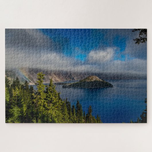 Het landschap van Crater Lake Oregon Legpuzzel (Horizontaal)