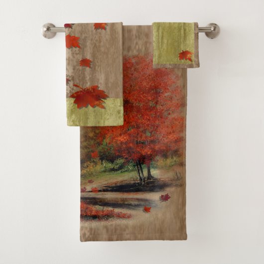 Het landschap van de afdalende bladeren bad handdoek (Insitu)
