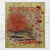 Het landschap van de afdalende bladeren wijn etiket (Enkel label)