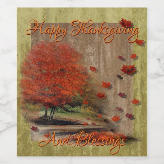 Het landschap van de afdalende bladeren wijn etiket (Enkel label)