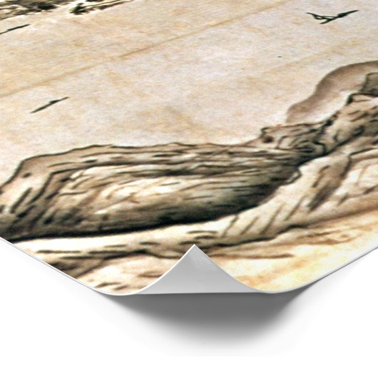 Het landschap van de bergen en een rivier poster (Hoek)