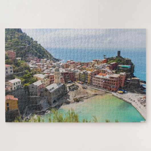 Het landschap van de Italiaanse stad Vernazza Cinq Legpuzzel (Horizontaal)
