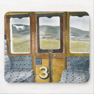 Het landschap van de trein door Eric Ravilious Muismat