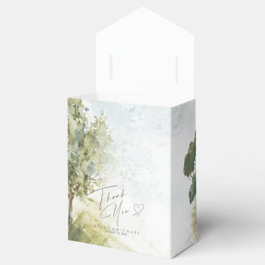 Het Landschap van de waterverf Dank u Sage Groene  Bedankdoosjes (Geopend)