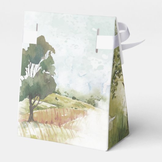 Het Landschap van de waterverf Dank u Sage Groene Bedankdoosjes (Achterkant)