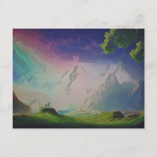 Het landschap van een buitenaardse wereld briefkaart