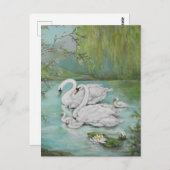 Het landschap van het meer van Summer Swans Briefkaart (Voorkant / Achterkant)