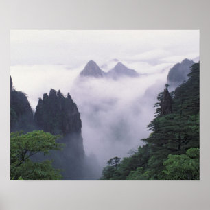 Het landschap van Mt. Huangshan (Gele Berg) in Poster
