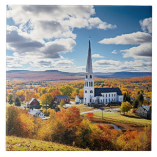 Het landschap van New England in de Herfst Tegeltje