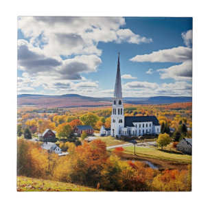 Het landschap van New England in de Herfst Tegeltje