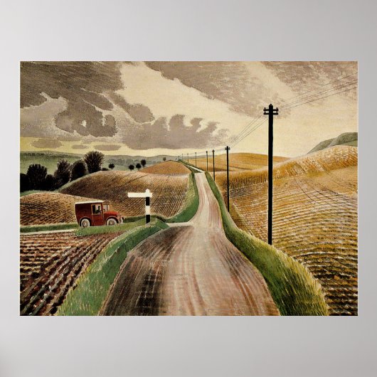 Het landschap van Ravilious-Wiltshire, Poster (Voorkant)