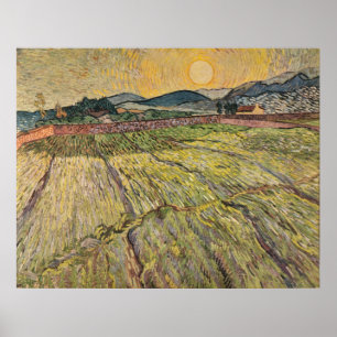 Het landschap van Van Gogh met geploegde velden (1 Poster