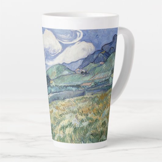 Het landschap Vincent Van Gogh  Kunst Monogrammen Latte Mok (Rechterhoek)