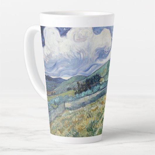 Het landschap Vincent Van Gogh  Kunst Monogrammen Latte Mok (Linkerhoek)